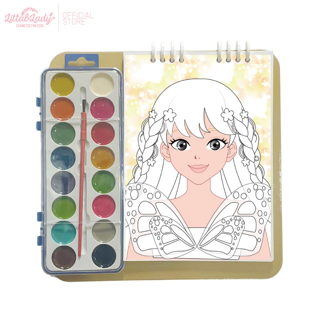 Littal Lady  สมุดระบายสี พร้อม สีน้ำฟรีในเซต เจ้าหญิง อวกาศ ยานพาหนะ