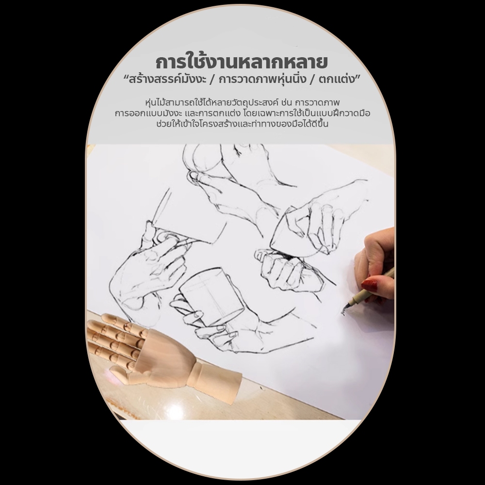 หุ่นไม้จำลอง หุ่นข้อต่อไม้ ขยับได้ มีให้เลือกหลายแบบ สำหรับตกแต่ง หุ่นไม้ โมเดลวาดภาพ - รูปที่ 4