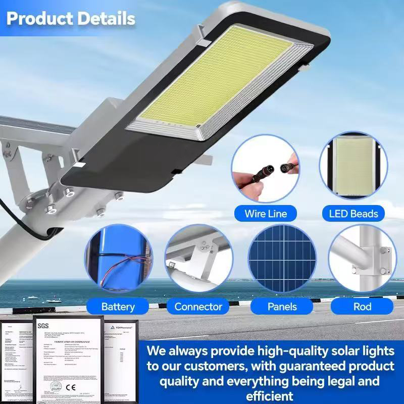 ไฟโซล่าเซลล์ 100W 300W 500W โซล่าเซลล์ ไฟถนน LED solar light สว่างค้าง IP67 ป้องกันฟ้าผ่า ราคา ถูกที่สุด ดีลบีเคเค แกลเลอรีภาพที่ 4