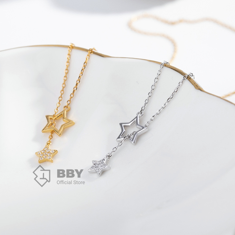 BBY สร้อยโซ่ดาว ชุบทองเกาหลี ใส่ซ้อนได้ กันแพ้ สไตล์สาวสวย B016