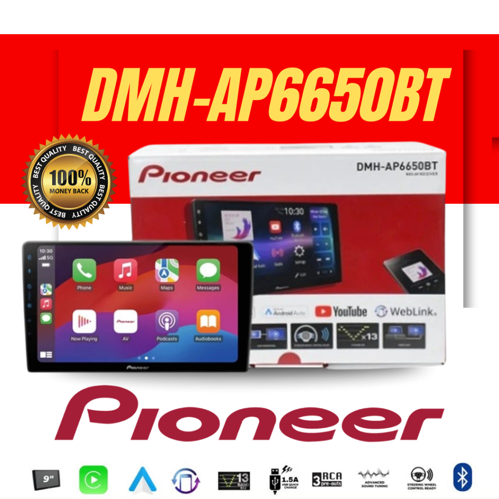 Pioneer DMH-AP6650BT | จอ 9" CarPlay ไร้สาย | ใช้แทนจอ Android ได้ทันที