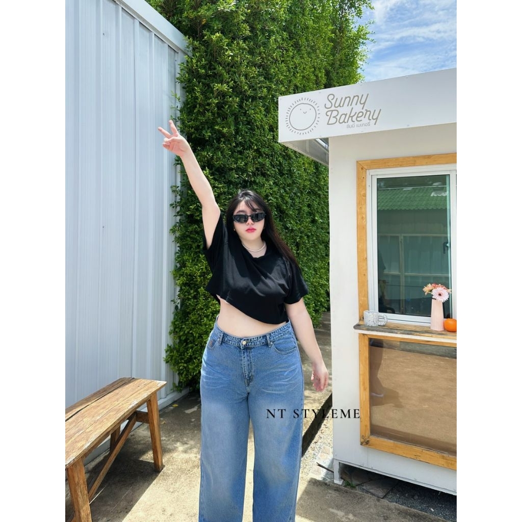 กางเกงยีนส์ทรงกระบอกกลางสาวอวบ Unisex ใส่ได้ทั้งหญิงและชาย(เอว34-46นิ้ว) - รูปที่ 4