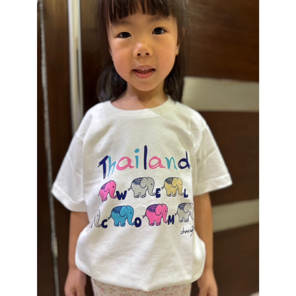 Colour Kids เสื้อยืดเด็กคอกลม พิมพ์ลายช้าง Welcome to Thailand ผ้าคอตตอน 100 % Made in Thailand