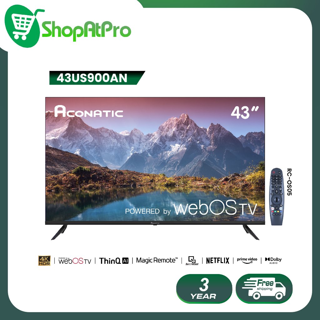 Aconatic ทีวี 43 นิ้ว LED 4K HDR WebOS TV (Wee 2.0) รุ่น 43US900AN ระะบบปฏิบัติการ WebOS