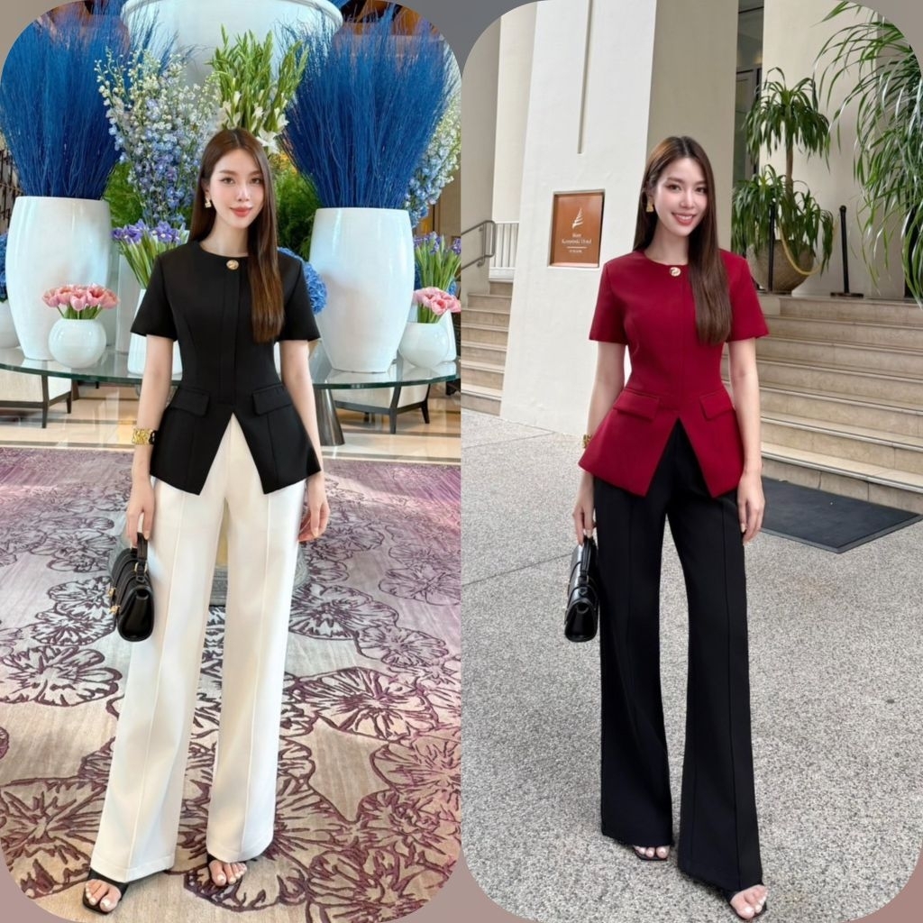 Shimmer พร้อมส่ง /  ชุดเซ็ตเสื้อแขนสั้น+กางเกงขายาว