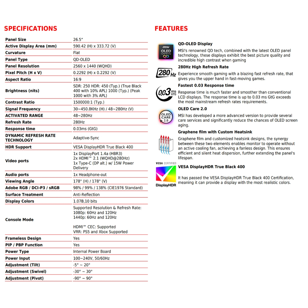 [Pre-Order] MSI MAG 272QPW QD-OLED X28 Monitor จอคอมพิวเตอร์ - รูปที่ 5