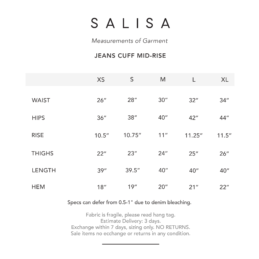 SALISA - JEANS CUFF Mid-Rise Waist กางเกงยีนส์ทรงหลวมพับปลายขา เอวกลางสะดือ - รูปที่ 7