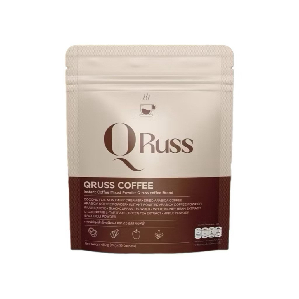 กาแฟ Q Russ Coffee Plus กาแฟ คิวรัสส์ คอฟฟี่ พลัส 1 ห่อบรรจุ 30 ซอง