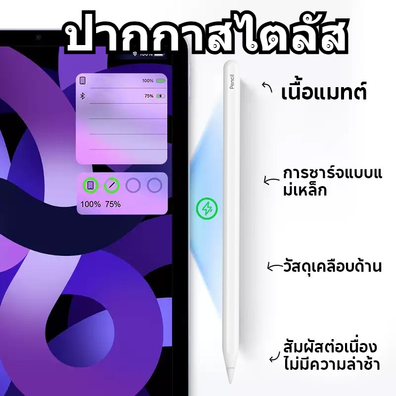 ปากกาสไตลัส ปากกาทัชสกรีน วางมือบนจอ+แรเงาได้ Stylus Pen สำหรับ Gen10,9,8,7,6 Air4,5,6 pro gen10 Mini6,5 การประกัน 1 ปี