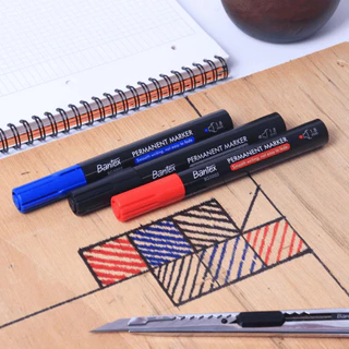 Bantex ปากกาเมจิก ปากกาเคมี กันน้ำ หัว1.8mm 3สี เขียนลื่น ติดทน ไม่เลอะมือ Permanent Marker