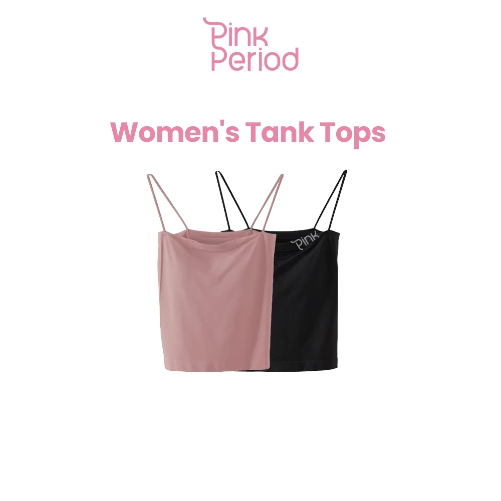 [Set 2 ชิ้น] Pink Period สายเดี่ยว เสื้อกล้าม เสื้อสายเดี่ยวผู้หญิง สไตล์ลำลอง ผ้าใส่สบาย สไตล์เกาหลีเรียบง่าย
