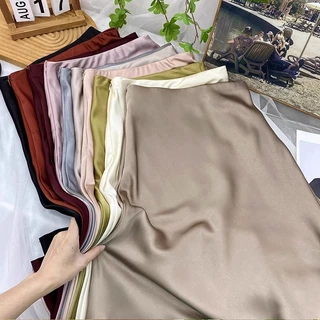 11 สี S-6XL กระโปรงผ้าซาตินกระโปรงยาว เอวสูง ผ้าซาติน ลายนางเงือก