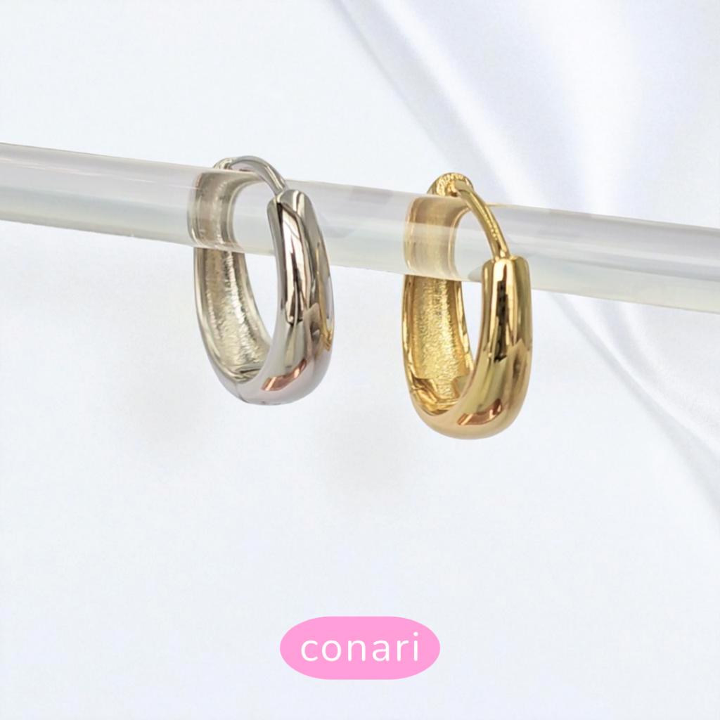 ต่างหูห่วงเงินแท้ 925 สไตล์ old money ขนาด 13 mm จิวหูห่วง | Conari Old Money