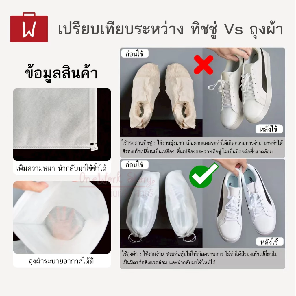 Oneworkstory ถุงใส่รองเท้า [แพ็ก10pcs หูรูด ถุงเก็บรองเท้าอเนกประสงค์ ถุงจัดระเบียบกระเป๋าเดินทาง Shoe Bags Shoe Storage thumbnail 3