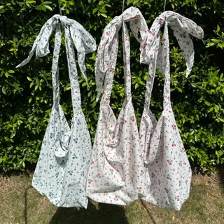 baggubag.ca🌷รวมกระเป๋าผ้าน่ารัก ลายดอกไม้ สายผูกโบว์