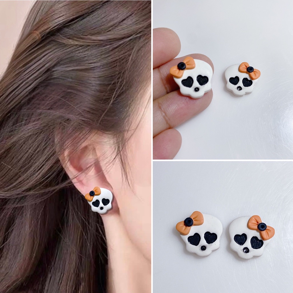 ต่างหูแฮนด์เมด halloween Heart Ghost Size 1.5 Cm.Nickel free Hypoallergenic ไม่แพ้ไม่คัน แพ้นิกเกิล หรือแพ้ง่าย ใส่ได้