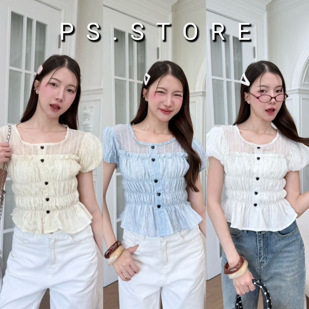 Monday : เสื้อคอกลมแขนตุ๊กตาพอง งานสม็อครอบตัว น่า รักมากๆ