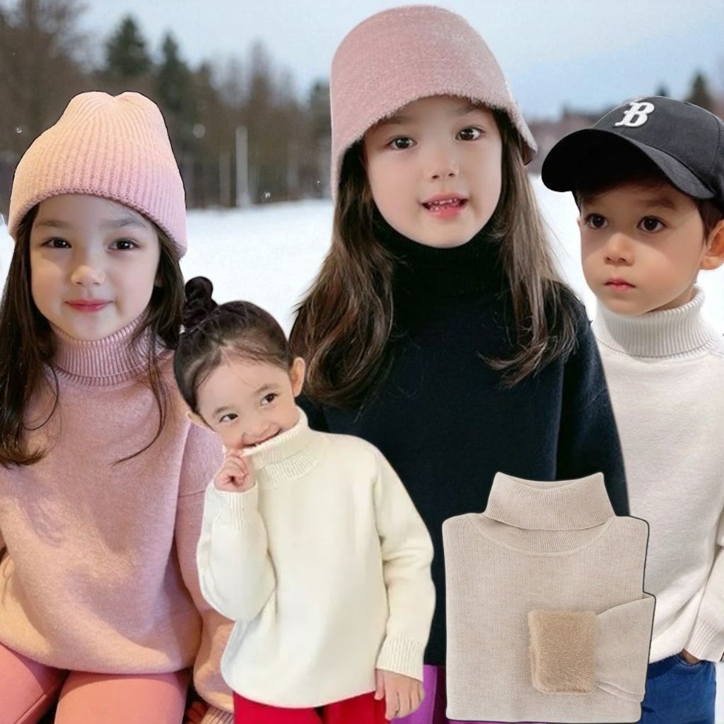 J129​ เสวตเตอร์คอเต่าบุขนเด็ก ผ้าไหมพรมknitting ใส่แนวปล่อยๆไม่รัดรูป เนื้อผ้านุ่มละมุน ยืดหยุ่นได้เยอะ