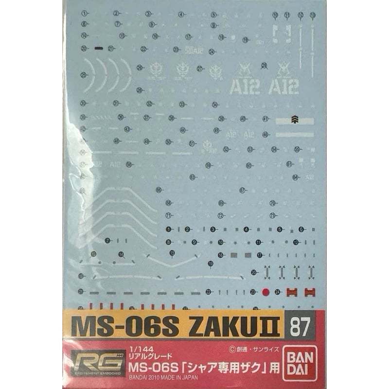 Water Decal Rg MS-06S Zaku II ของแท้ Bandai