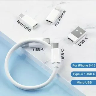ใหม่ ชุดสายชาร์จ USB Type-C 4-in-1 พร้อมกล่องเก็บขนาดกะทัดรัดประกอบด้วยสาย ที่เก็บซิมการ์ด พร้อมส่ง