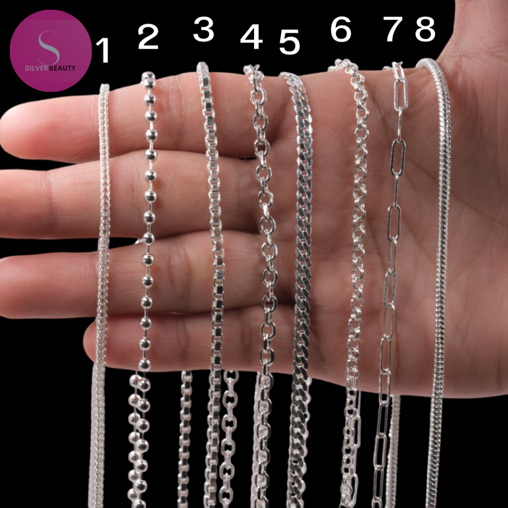 8ลายตะขอหัวจรวด silver beauty  สร้อยคอเงินแท้92.5% ขนาด 1บาท3mmไซส์18-24นิ้ว เงินแท้ทั้งเส้นไม่ลอกดำ