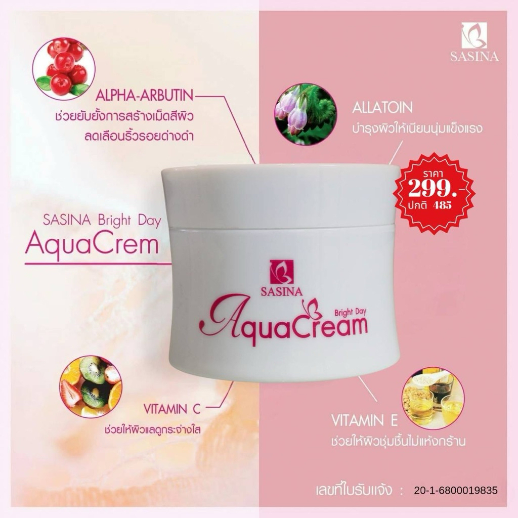 Sasina Bright Day Aqua Cream ครีมอณูน้ำ