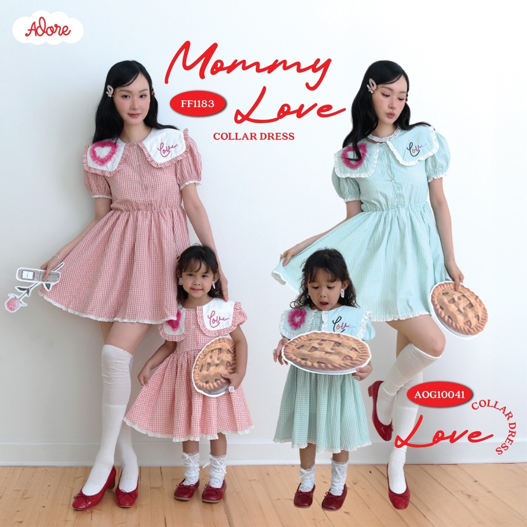 FLAT2112 : MOMMY LOVE COLLAR DRESS เดรสออกงาน ชุดแม่ลูก (FF1183)