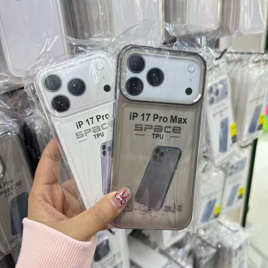 Caseไอโฟน17 เคสSpace TPU แบบนิ่มบิดงอได้ ปุ่มกดอะไหล่เงิน for i16 Pro Max 16 Pro 16 Plus i15 Pro Max