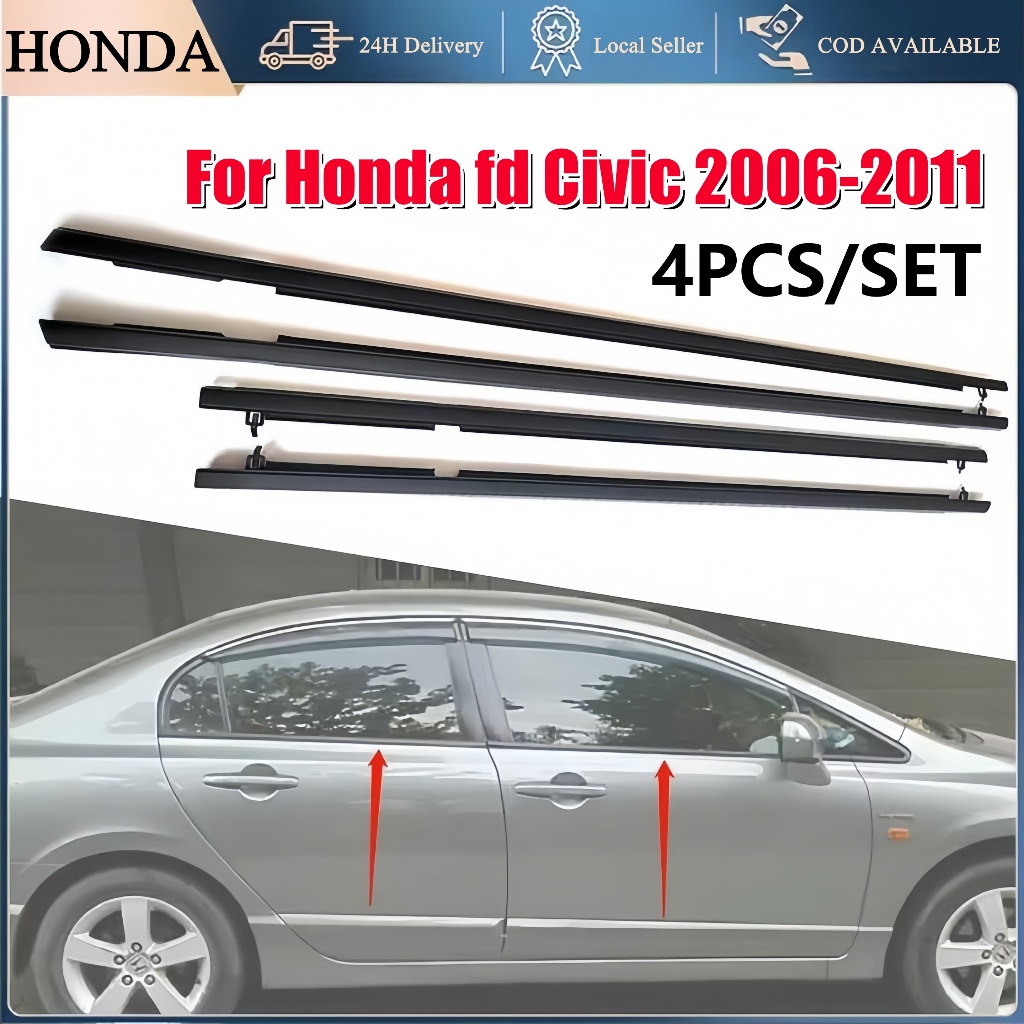 คิ้วรีดน้ำ ขอบกระจก honda CIVIC FD FB  ปี 2006-2016​​ แก้ปัญหาน้ำรั่ว ยางหลุดร่อน แตก เสื่อมสภาพ(4 ชิ้น) - รูปที่ 2
