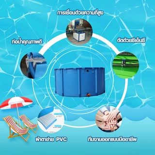 Bonetar บ่อปลาผ้าใบทรงกลม pvcโครง+0.9มม.หนา สำหรับกักโรค-ควบคุมph-เลี้ยงปลาหลากชนิด บ่อปลาเคลื่อนย้ายได้