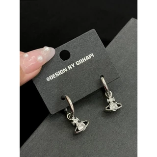 พร้อมส่ง! ราคา/คู่ ต่างหูรุ่น Crystal Saturn Earrings ต่างหูห้อยจี้ดาวเสาร์ สไตล์ Y2K ล็อกแน่น เนื้องานเกาหลี พรีเมี่ยม