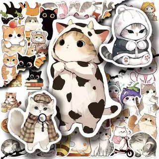 1 แพ็ก 50 ชิ้น การ์ตูน น่ารัก แมว สติ๊กเกอร์ ใช้ตกแต่งกระเป๋าเดินทาง เคสไอแพด แก้วน้ำ เคสโทรศัพท์ แล็ปท็อป กีตาร์