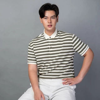 B&R เสื้อโปโล Striped polo shirt เนื้อผ้านุ่มและระบายอากาศ ธุรกิจ ผู้ใหญ่