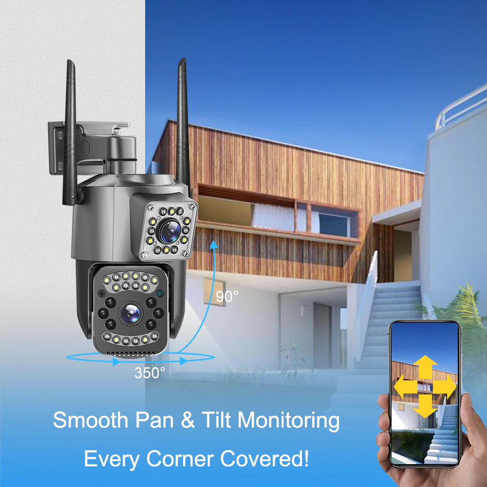 V380 Pro เลนส์คู่กล้องวงจรปิด WIFI ไร้สายกลางแจ้ง IP กล้องรักษาความปลอดภัย 10X ขยาย 4K 8MP เต็มสีพูดคุยสองทาง 360 องศามื รูปที่ 5