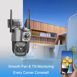 V380 Pro เลนส์คู่กล้องวงจรปิด WIFI ไร้สายกลางแจ้ง IP กล้องรักษาความปลอดภัย 10X ขยาย 4K 8MP เต็มสีพูดคุยสองทาง 360 องศามื