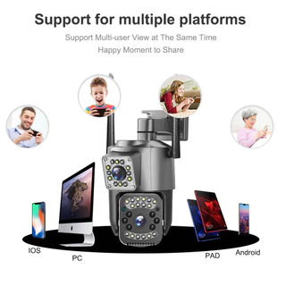 V380 Pro เลนส์คู่กล้องวงจรปิด WIFI ไร้สายกลางแจ้ง IP กล้องรักษาความปลอดภัย 10X ขยาย 4K 8MP เต็มสีพูดคุยสองทาง 360 องศามื