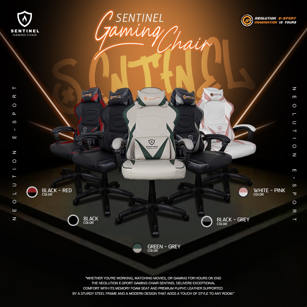 [เก็บโค้ดส่งฟรี] Neolution Sentinel E-Sport Office Gaming Chair เก้าอี้หนังPVC ปรับเอนได้ รองรับ 100KG