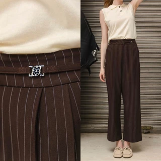 CHUUCHOP - (XS-4XL) Nyla Striped Pants กางเกงสแลคขายาวลายทาง (C8421)