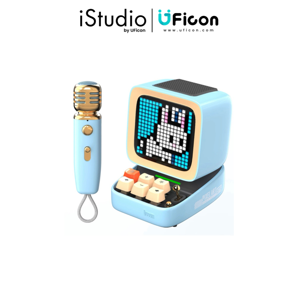 ลำโพง Ditoo Mic Pixel Art คาราโอเกะ ลำโพง+ไมโครโฟน สีฟ้า