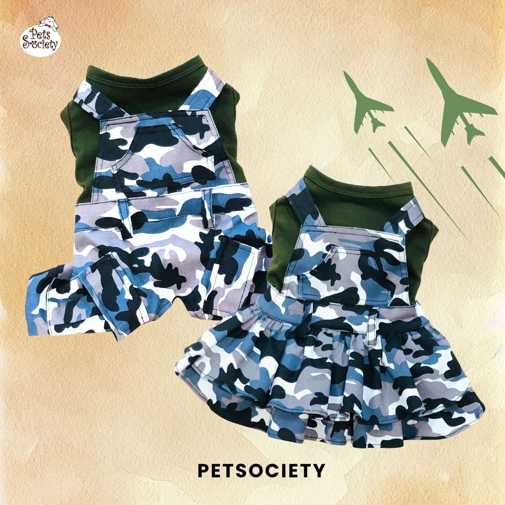 PetSociety เสื้อสุนัข-แมว Dog clothes Cat Clothes ชุดคู่เอี๊ยมทหาร