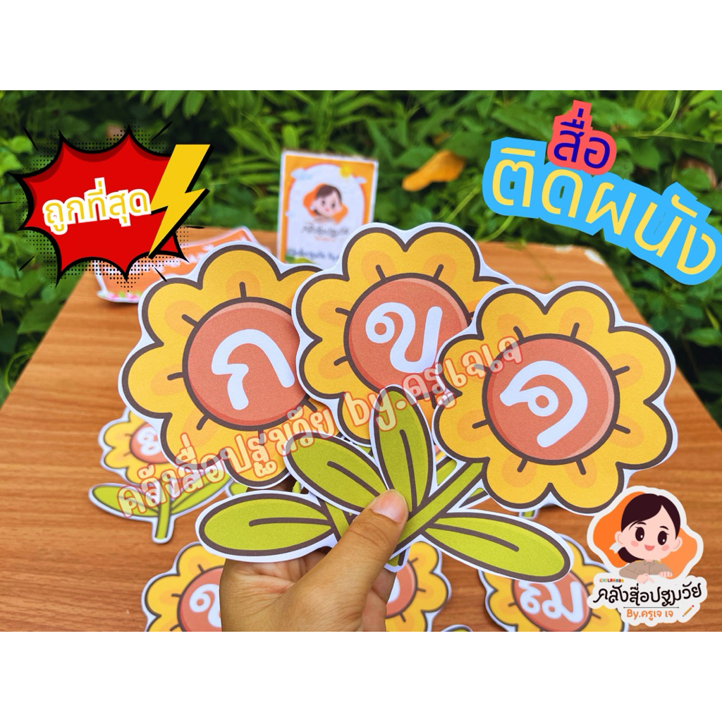 สื่อดอกทานตะวัน พยัญชนะไทย อักษรภาษาอังกฤษ จำนวนตัวเลข สื่อเคลือบร้อน สื่อสำเร็จรูป ทบทวนความรู้