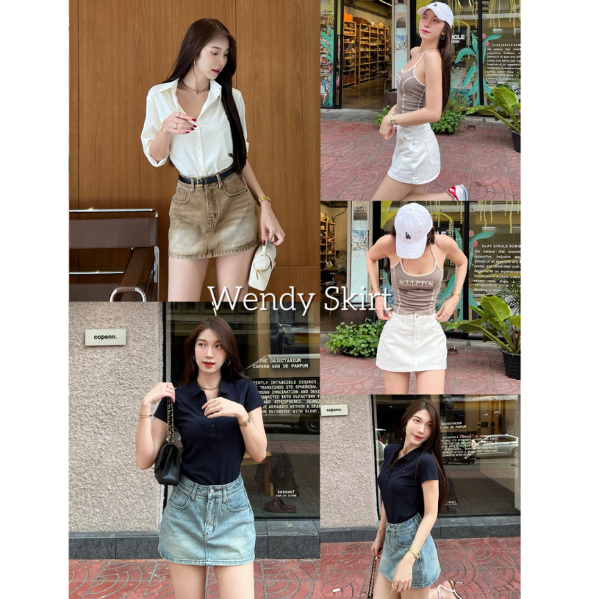 Wendy skirt 790.- กระโปรงยีนส์สั้น ทรงสวย ผ้ายีนส์นุ่มใส่สบาย มีซับในอย่างดี