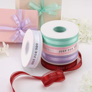 [แบ่งขายเมตร/ยกม้วน] ริบบิ้นผ้าโปร่งJust for you 2.5ซม
