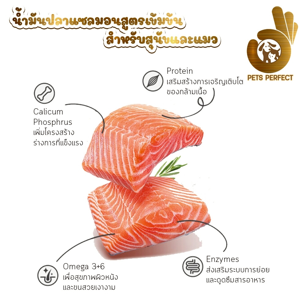 Salmon Oil น้ำมันปลาเเซลมอล ขนสวยเงางามแข็งแรงไม่หลุดร่วง 100ml,450ml - รูปที่ 3