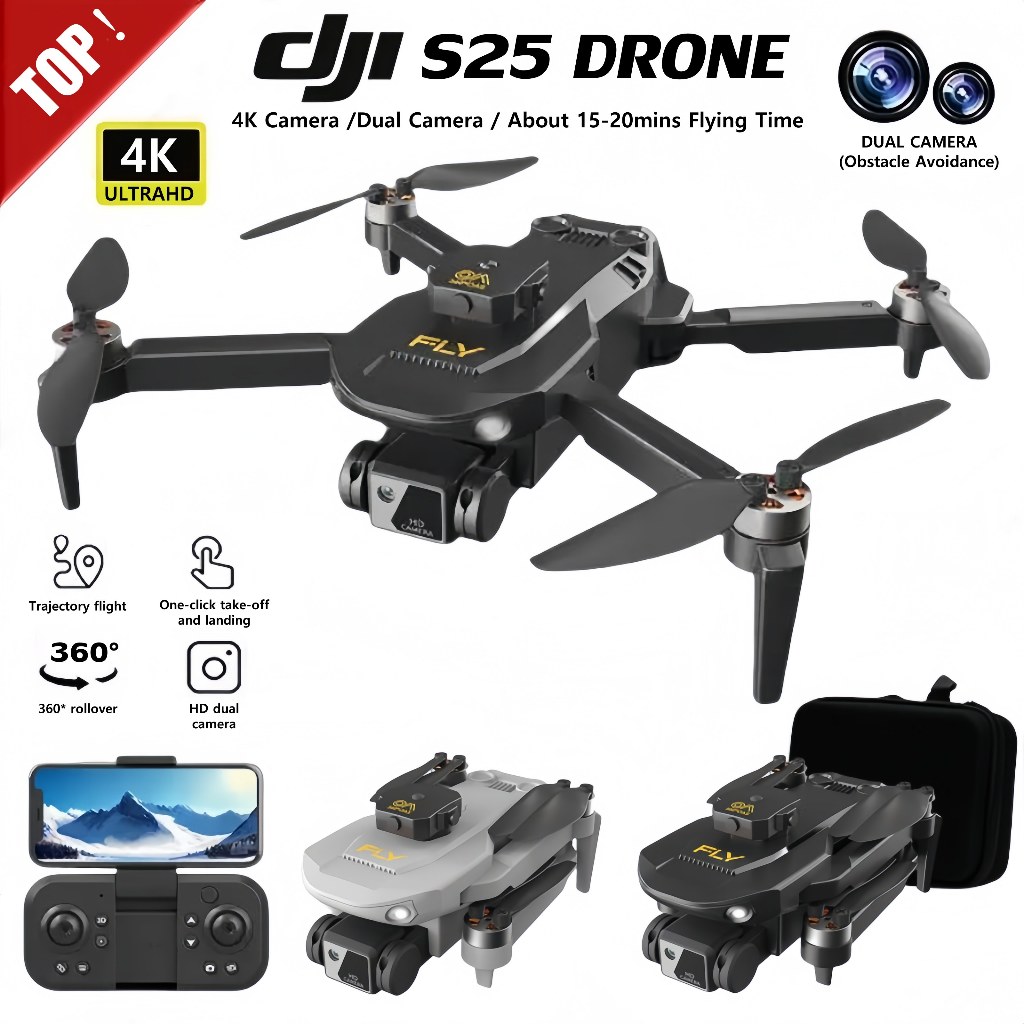 จริง 100% Drone DJI level S25 รีโมท โดรน 5G มืออาชีพ 4K ถ่ายภาพทางอากาศ HD กล้องคู่ โดรนหลีกเลี่ยงสิ่งกีดขวางรอบทิศทาง