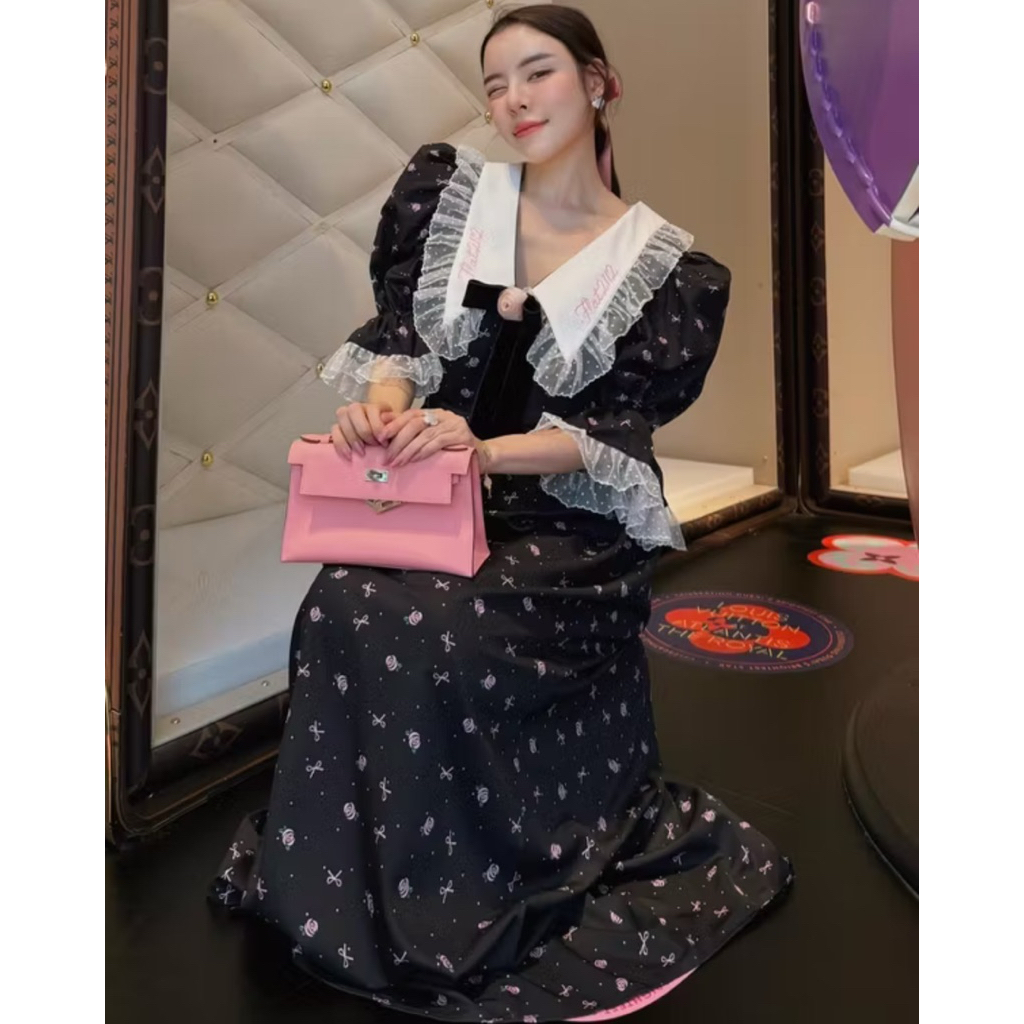 🍂ขนาดพลัสไซร์นะคะ สาวไซร์ใหญ่ค่ะเดรสยาว แขนตุ๊กตา FLAT2112 FF0541: JOANNE