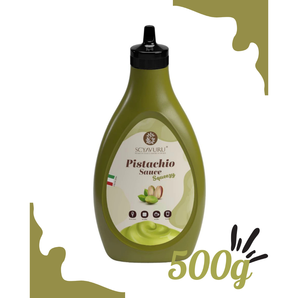 Scyavuru Pistachio Sauce  ท็อปปี้งซอสพิสตาชิโอ นํ้าหนัก 500 กรัม  BBF.03/03/26