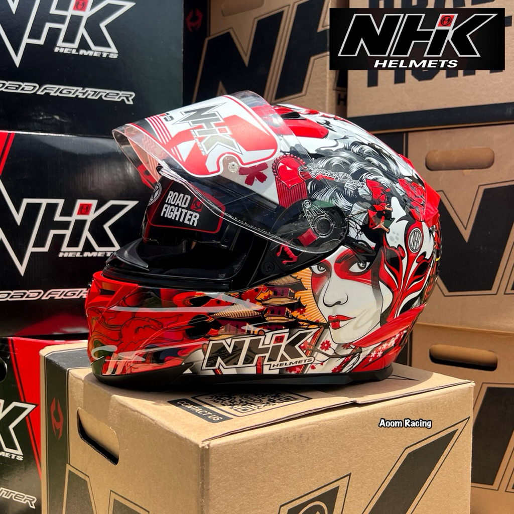หมวกกันน็อก NHK Helmet RX9 ลาย Geisha 2แว่นแถมเสื้อ 1 ตัวพร้อมกระเป๋าใส่หมวก - รุ่นนี้ลองรับการใส่แว