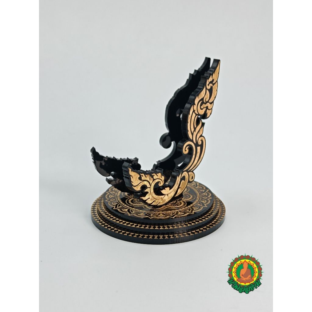 ฐานวางพญานาค​ราชฐาน3ชั้น​ ฐานสลักลายหยินหยาง​ลายทอง