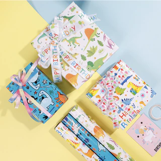 กระดาษห่อของขวัญลายไดโนเสาร์การ์ตูน 50x70cm (1 Sheet) Cute Dinosaur Cartoon Wrapping Paper ส่งจากกรุงเทพฯ
